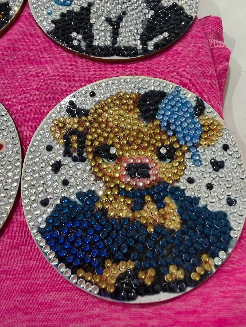 Rhinestone Puppy Decorative Serving Trivet - Pink Handmade coasters